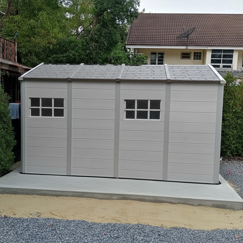 บ้านเก็บของกลางแจ้ง รุ่น MS-S004 (ขนาด 2.22*4.24*2.50 เมตร)